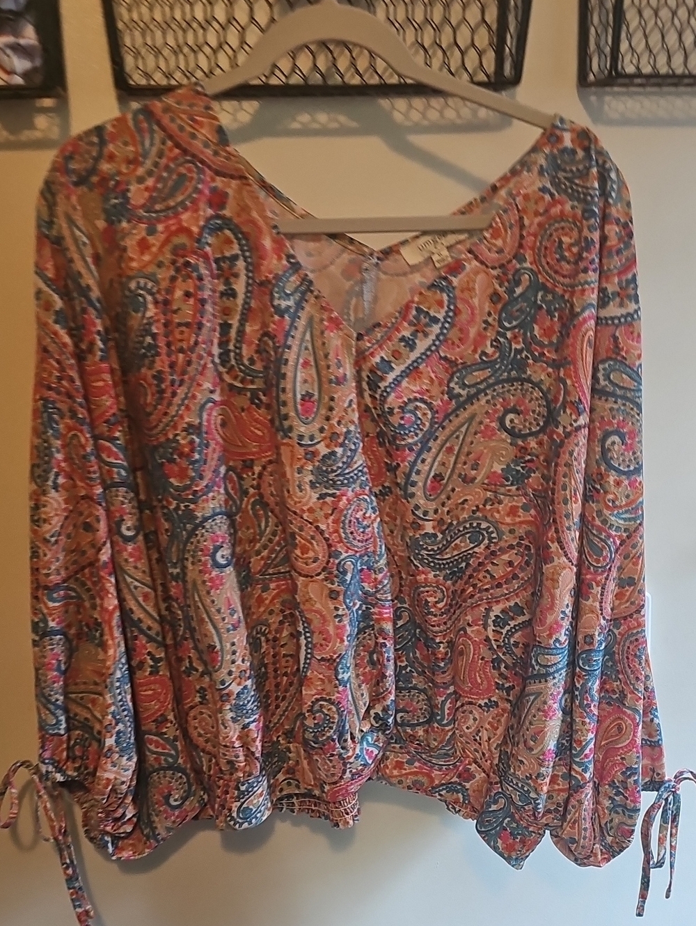 Umgee Multi-Color Paisley V-Neck Blouse